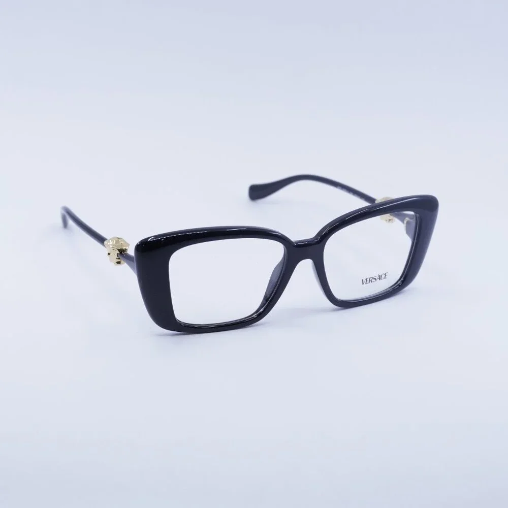 Versace VE3385U GB1 Eyeglasses Shiny Black 53mm Square Frame